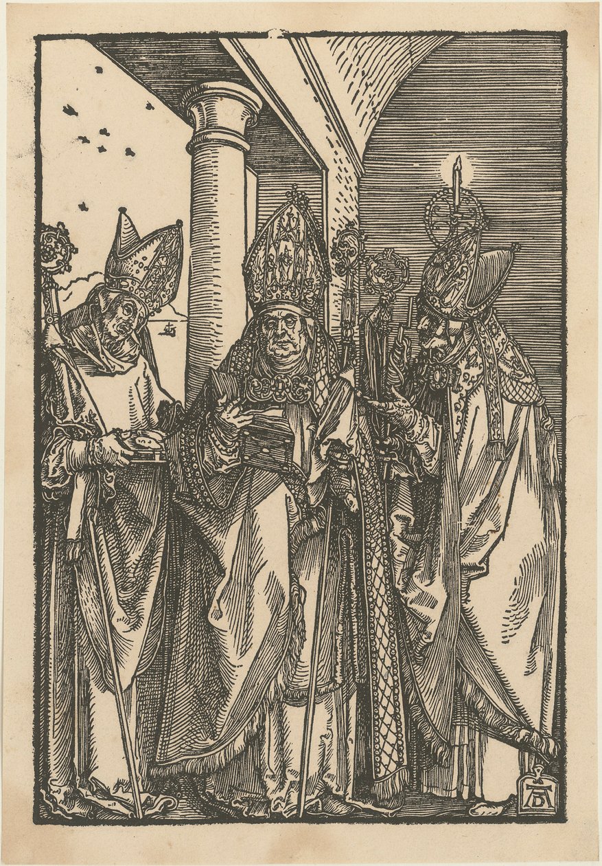 Os Santos Bispos Nicolau, Ulrico e Erasmo de Albrecht Dürer