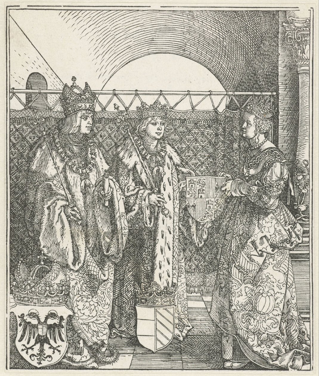 O casamento espanhol: Filipe, o Belo, casa com Joana de Castela de Albrecht Dürer