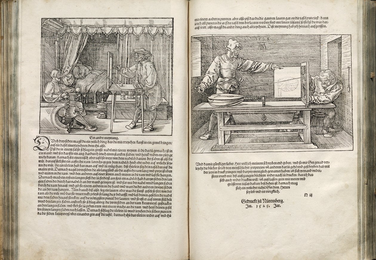 Ilustração dos Quatro Livros sobre Proporção Humana, 1528 de Albrecht Dürer