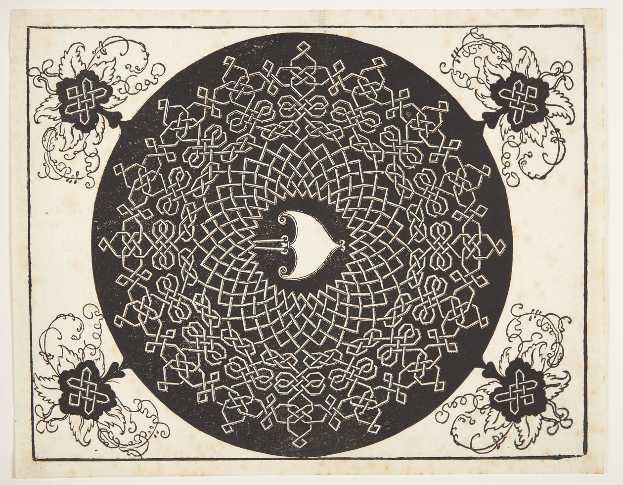 Padrão de cordão entrelaçado com centro em forma de coração de Albrecht Dürer