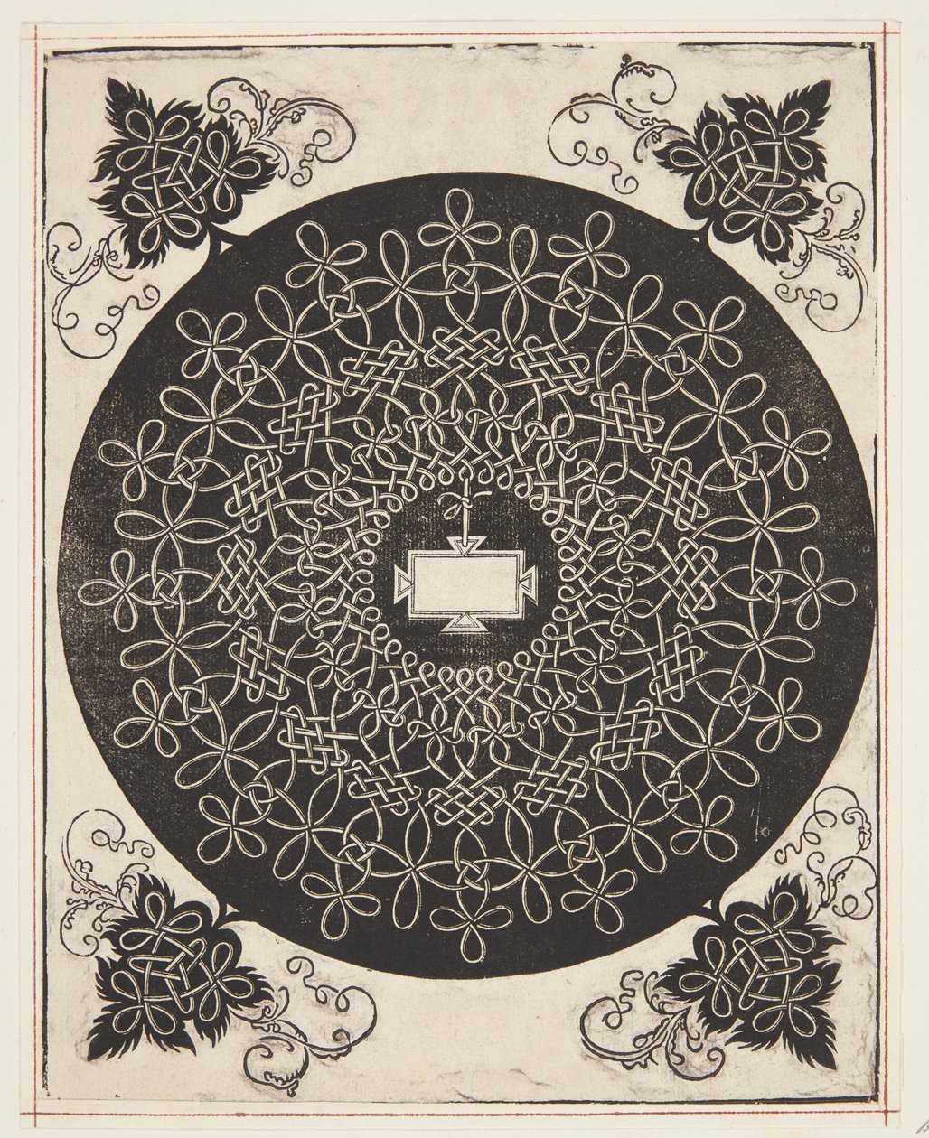 Padrão de cordão entrelaçado com escudo oblongo de Albrecht Dürer
