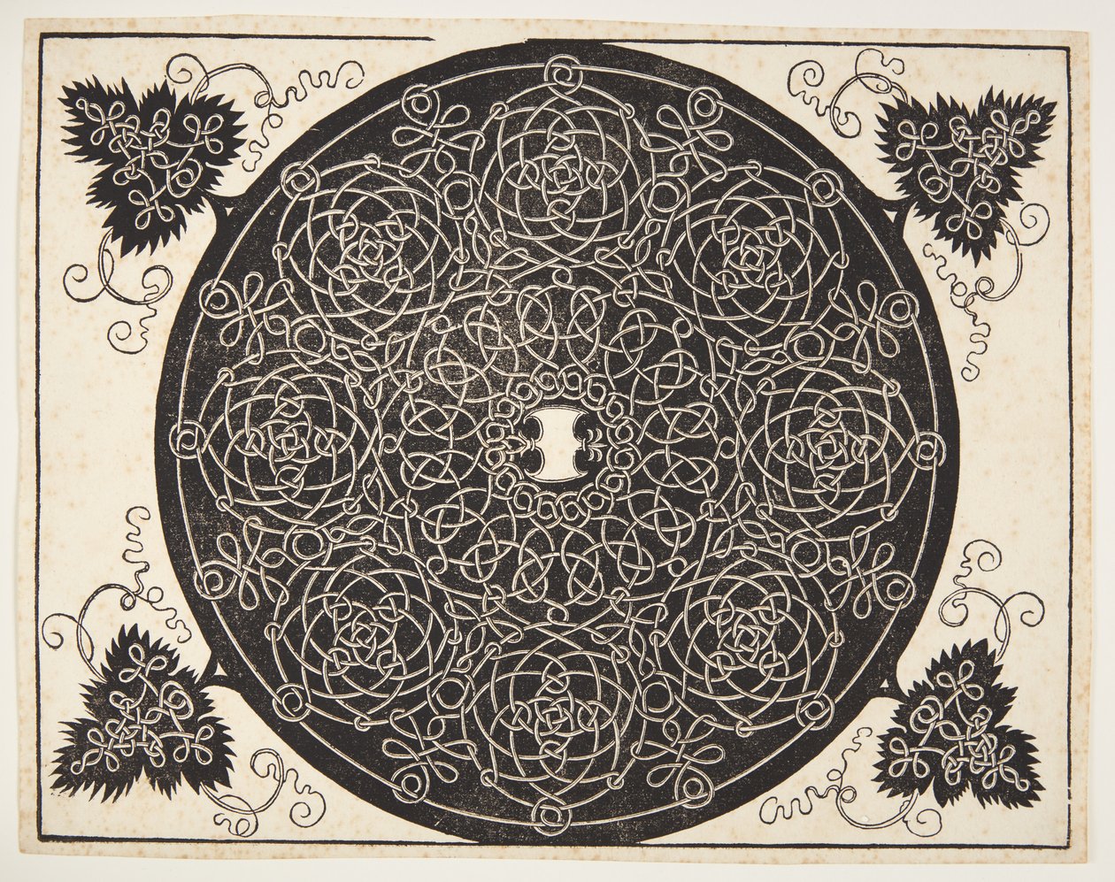 Padrão de cordão entrelaçado com escudo recortado de Albrecht Dürer