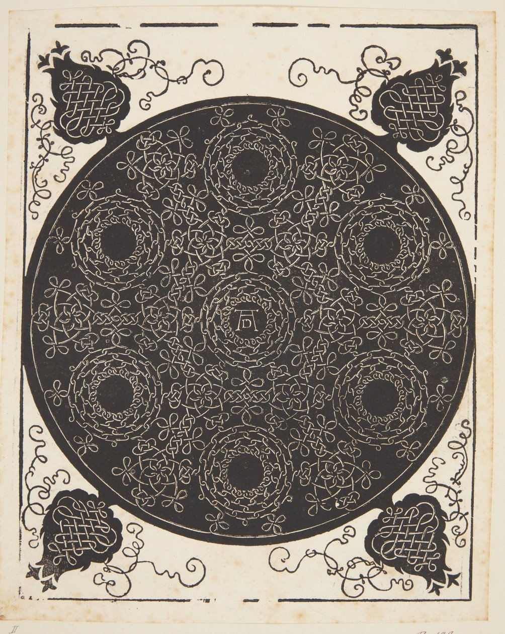 Padrão de cordão entrelaçado com sete coroas de Albrecht Dürer