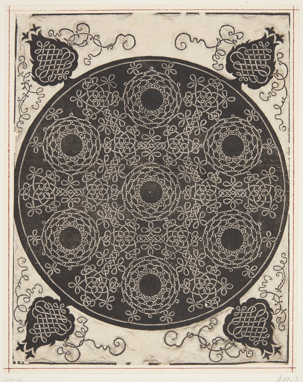 Padrão de cordão entrelaçado com sete coroas de Albrecht Dürer