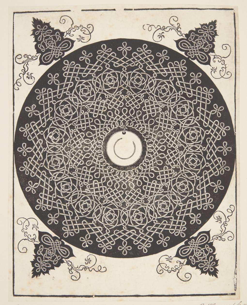 Padrão de cordão entrelaçado com medalhão branco de Albrecht Dürer