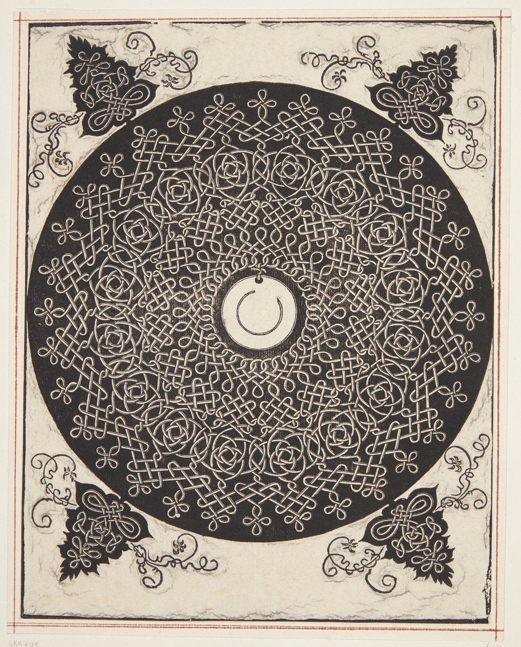 Padrão de cordão entrelaçado com medalhão branco de Albrecht Dürer