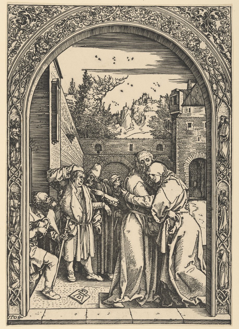 Joaquim e Ana no Portão Dourado, de A Vida da Virgem de Albrecht Dürer