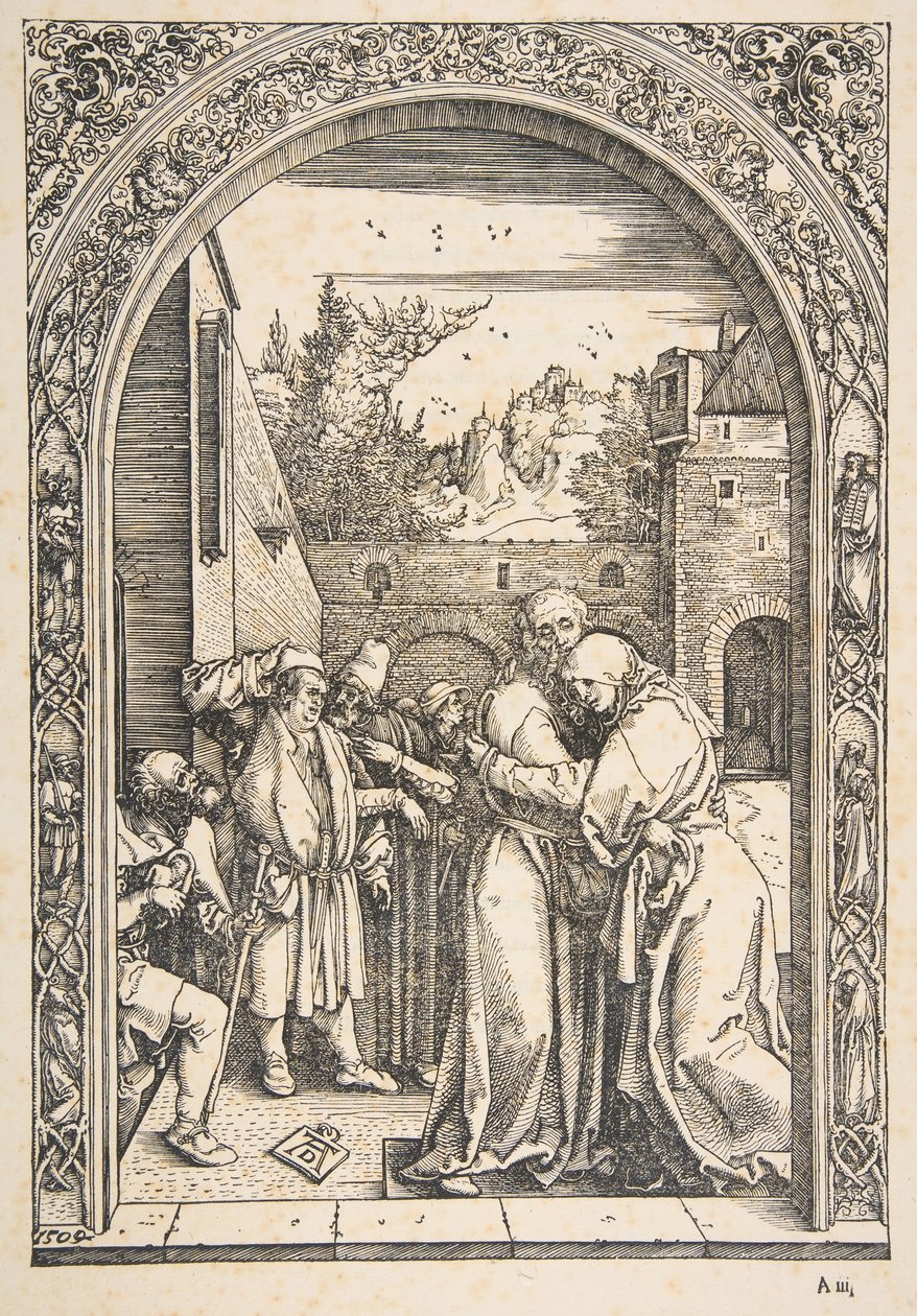 Joachim e Anna no Golden Gate, de A Vida da Virgem, ca. 1504 de Albrecht Dürer