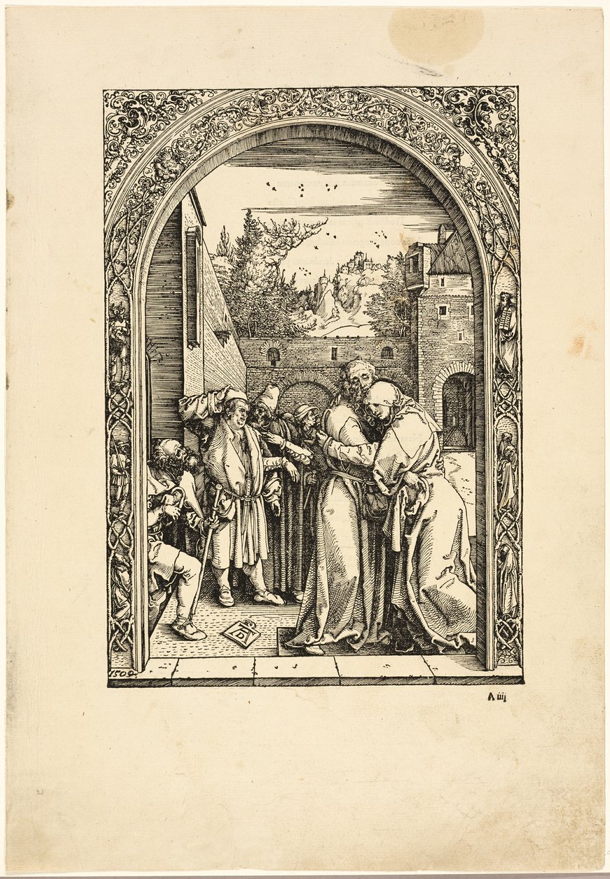 Joaquim e Santa Ana se encontram no Golden Gate, de A Vida da Virgem de Albrecht Dürer