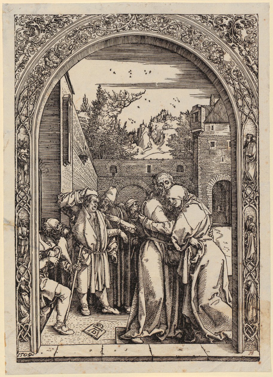 Joachim e Anna sob o Portão Dourado, folha 4 da série «A Vida de Maria» de Albrecht Dürer