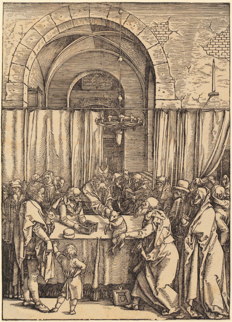 O sacrifício de Joachim é rejeitado pelo sumo sacerdote, página 2 do episódio «A Vida de Maria» de Albrecht Dürer