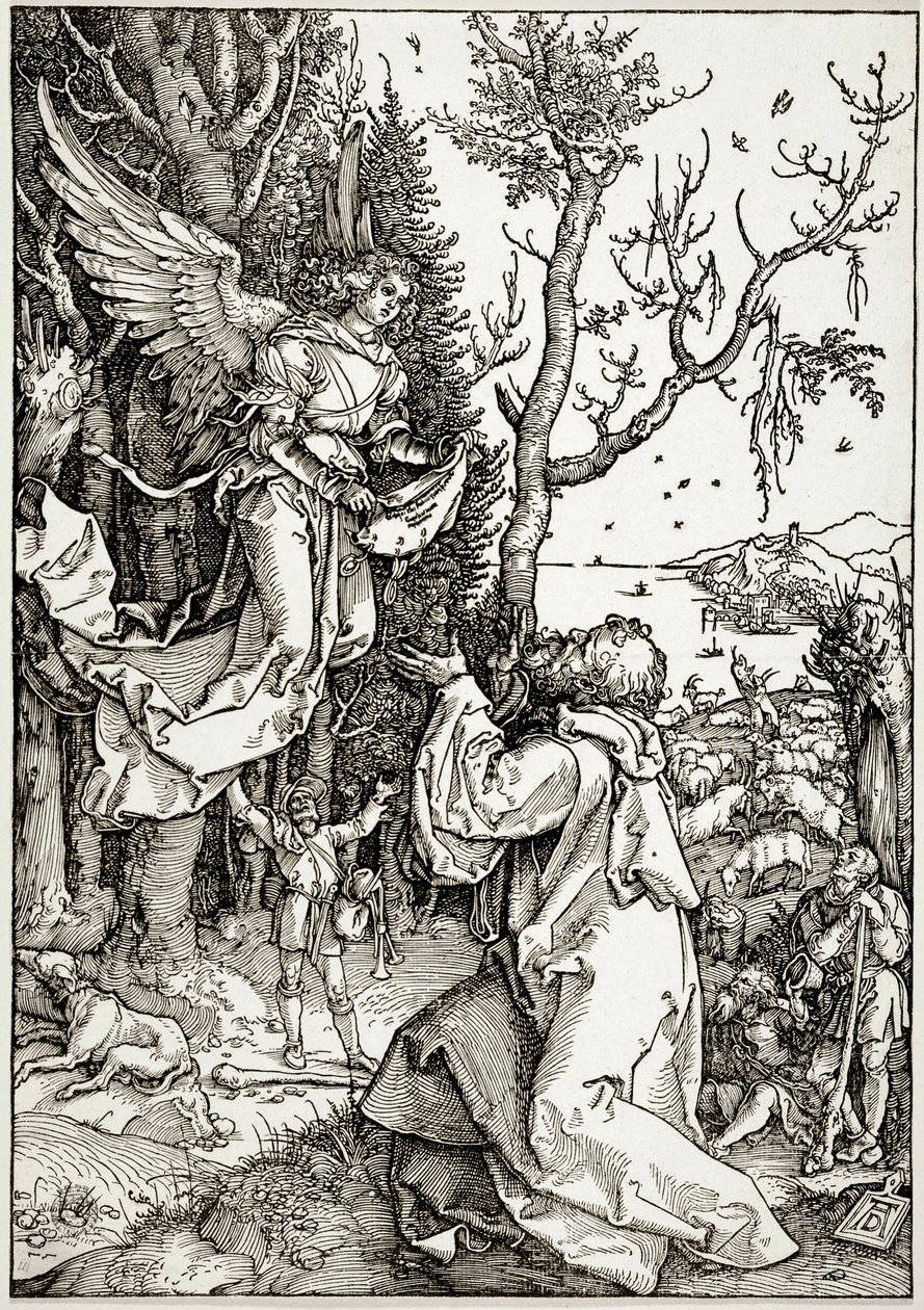 A Vida da Virgem: Joaquim e o Anjo (Bartsch 78) de Albrecht Dürer