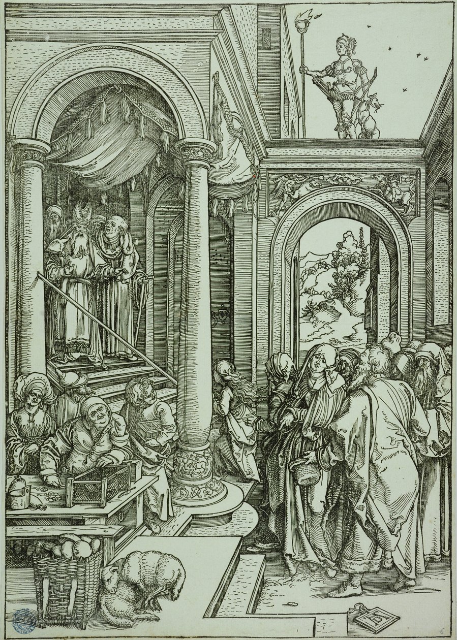A Vida da Virgem: A Apresentação da Virgem no Templo (Bartsch 81) de Albrecht Dürer