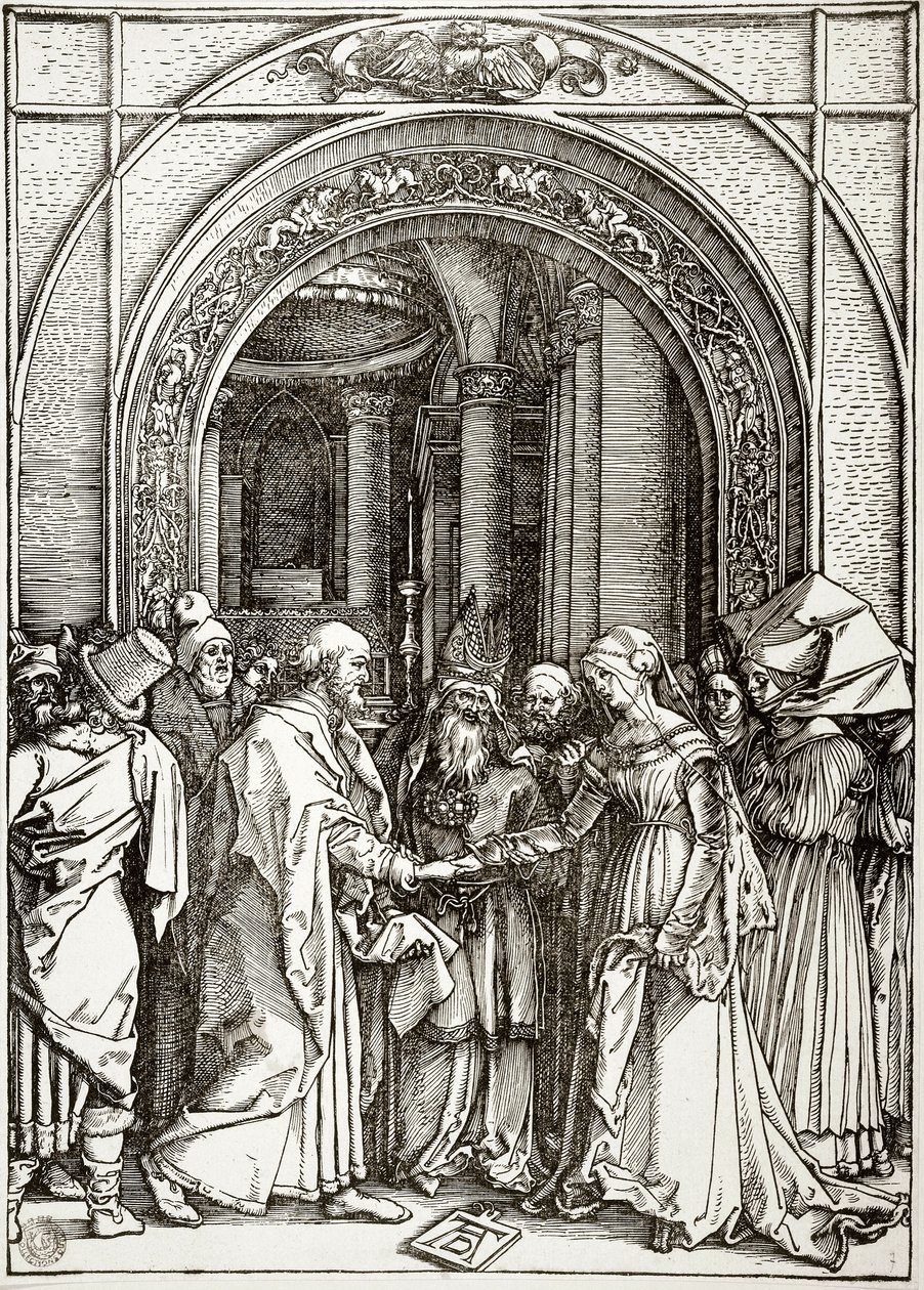A Vida da Virgem: O Casamento da Virgem (Bartsch 82) de Albrecht Dürer