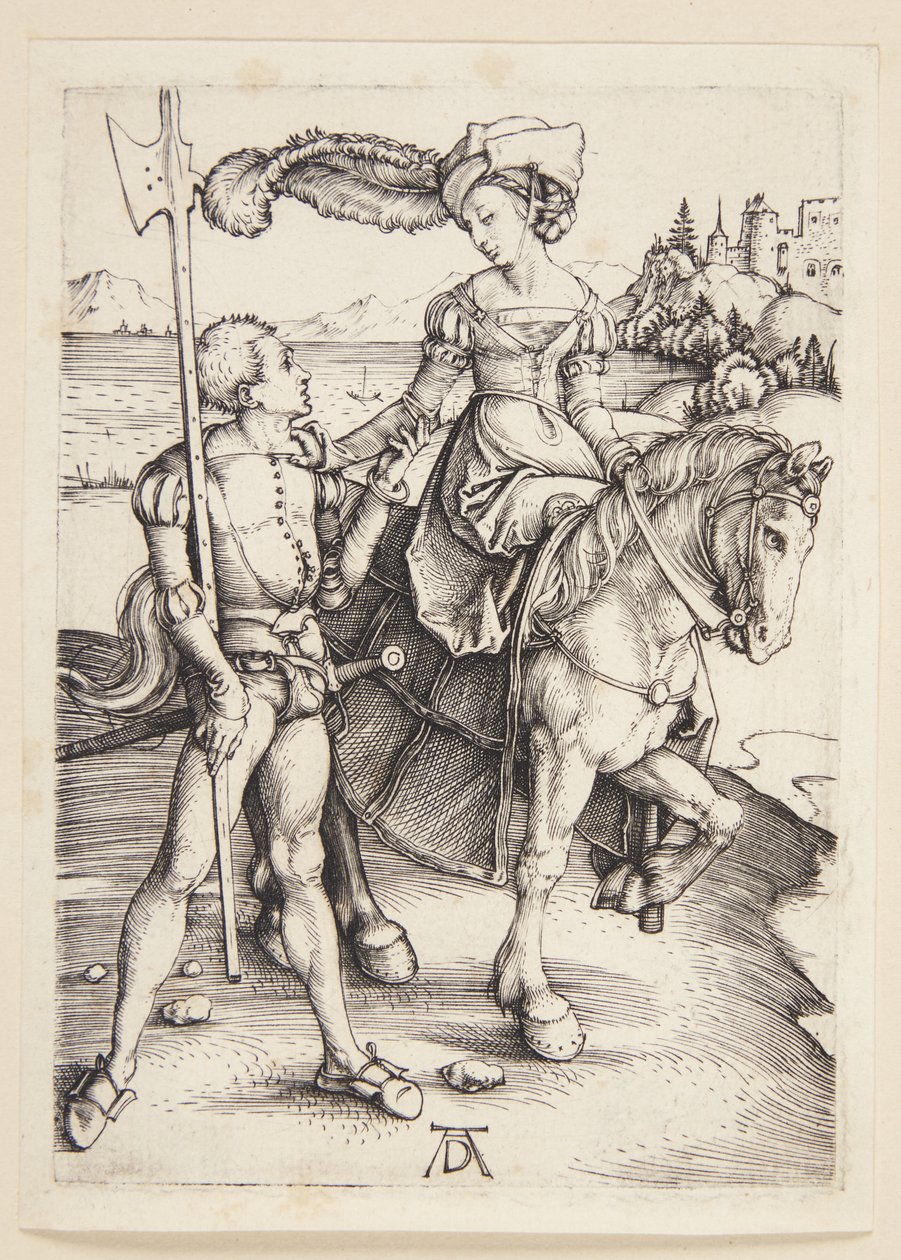 Senhora a cavalo e lansquenet de Albrecht Dürer
