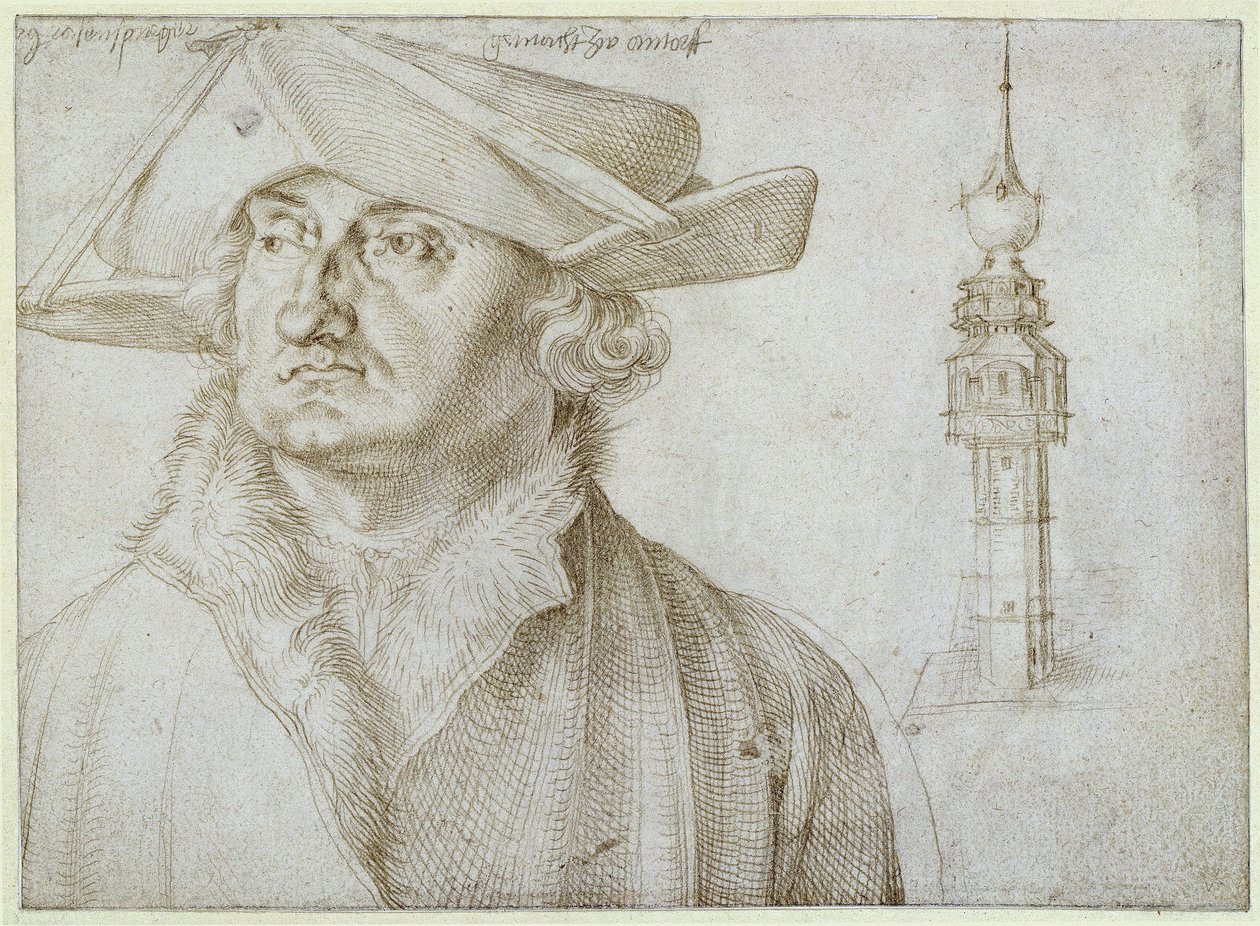 Lazarus Ravensburger e a torre da Quinta de Liere, em Antuérpia de Albrecht Dürer