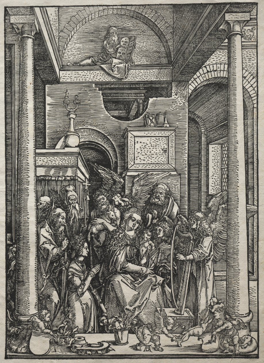 Vida da Virgem: Adoração da Virgem e do Menino por Santos e Anjos de Albrecht Dürer