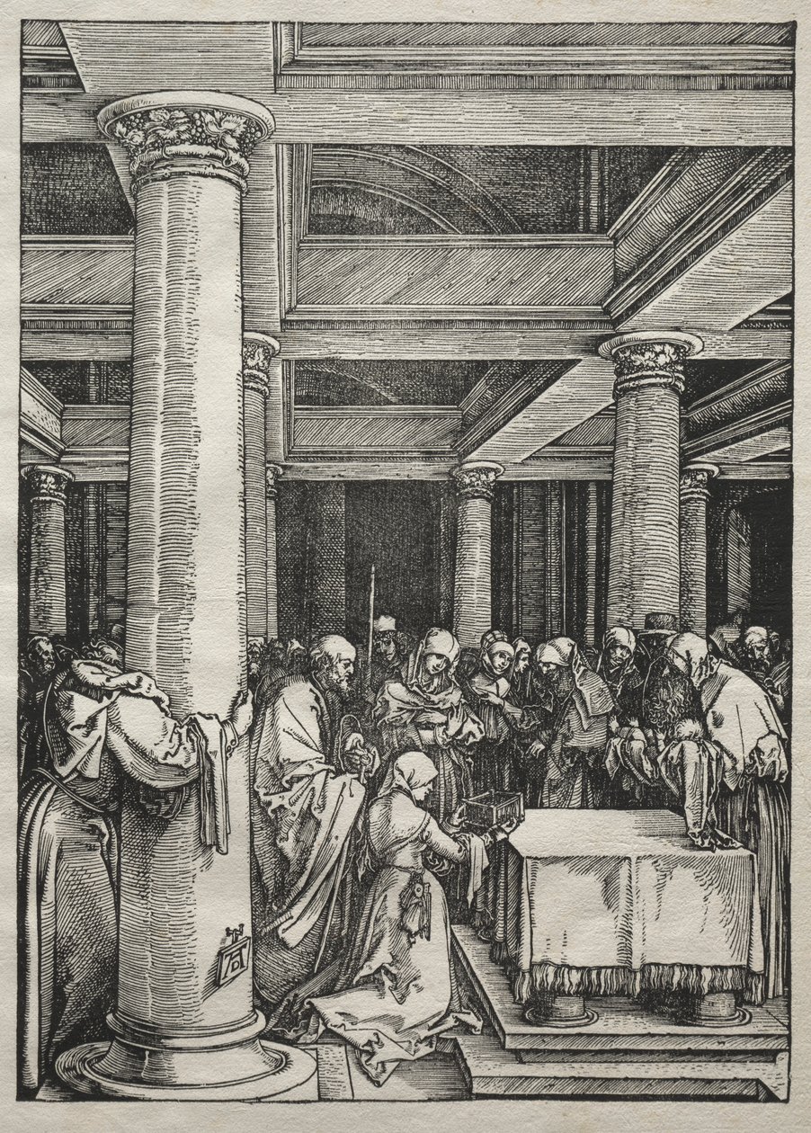Vida da Virgem: Apresentação de Jesus no templo, 1504-1505. de Albrecht Dürer