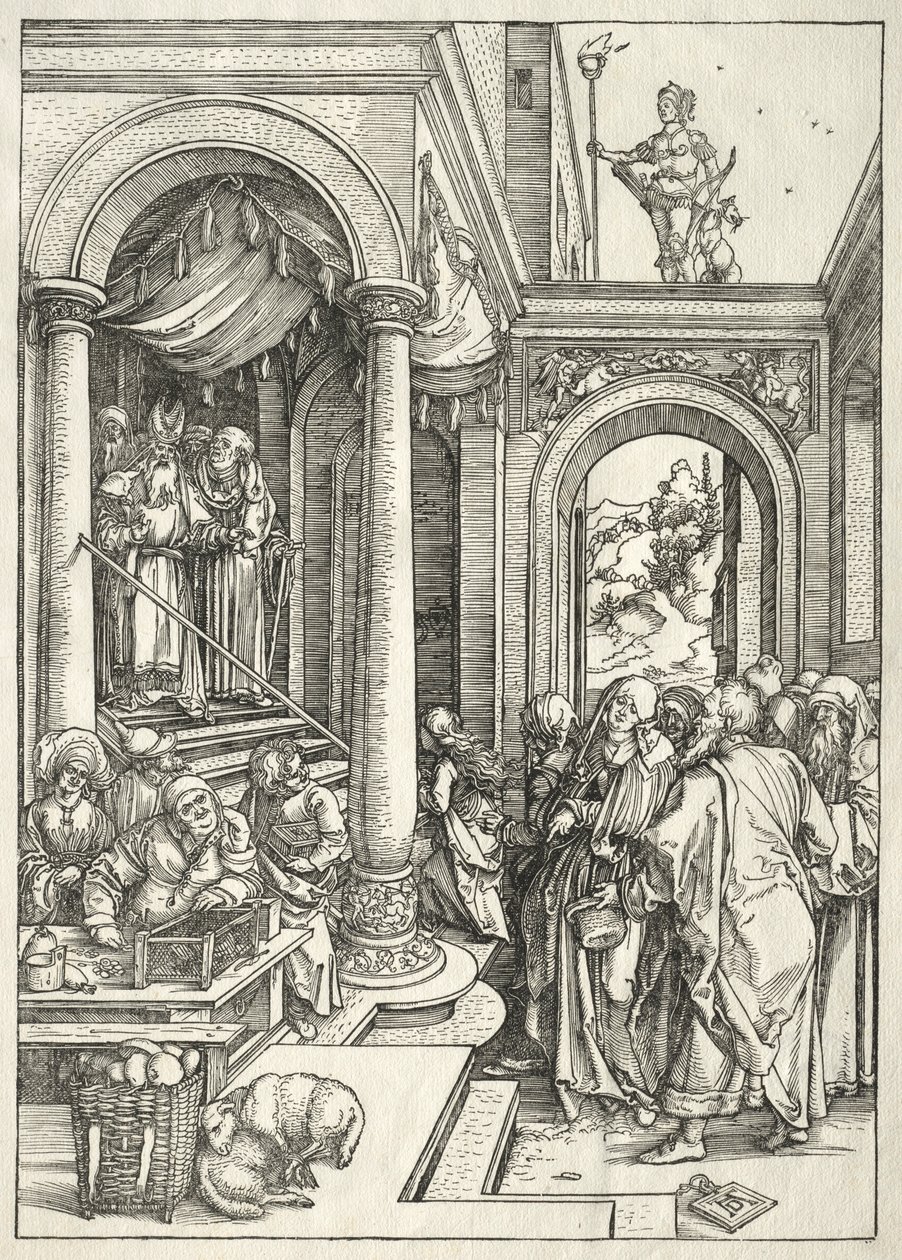 Vida da Virgem: Apresentação da Jovem Virgem no Templo, 1504-1505. de Albrecht Dürer