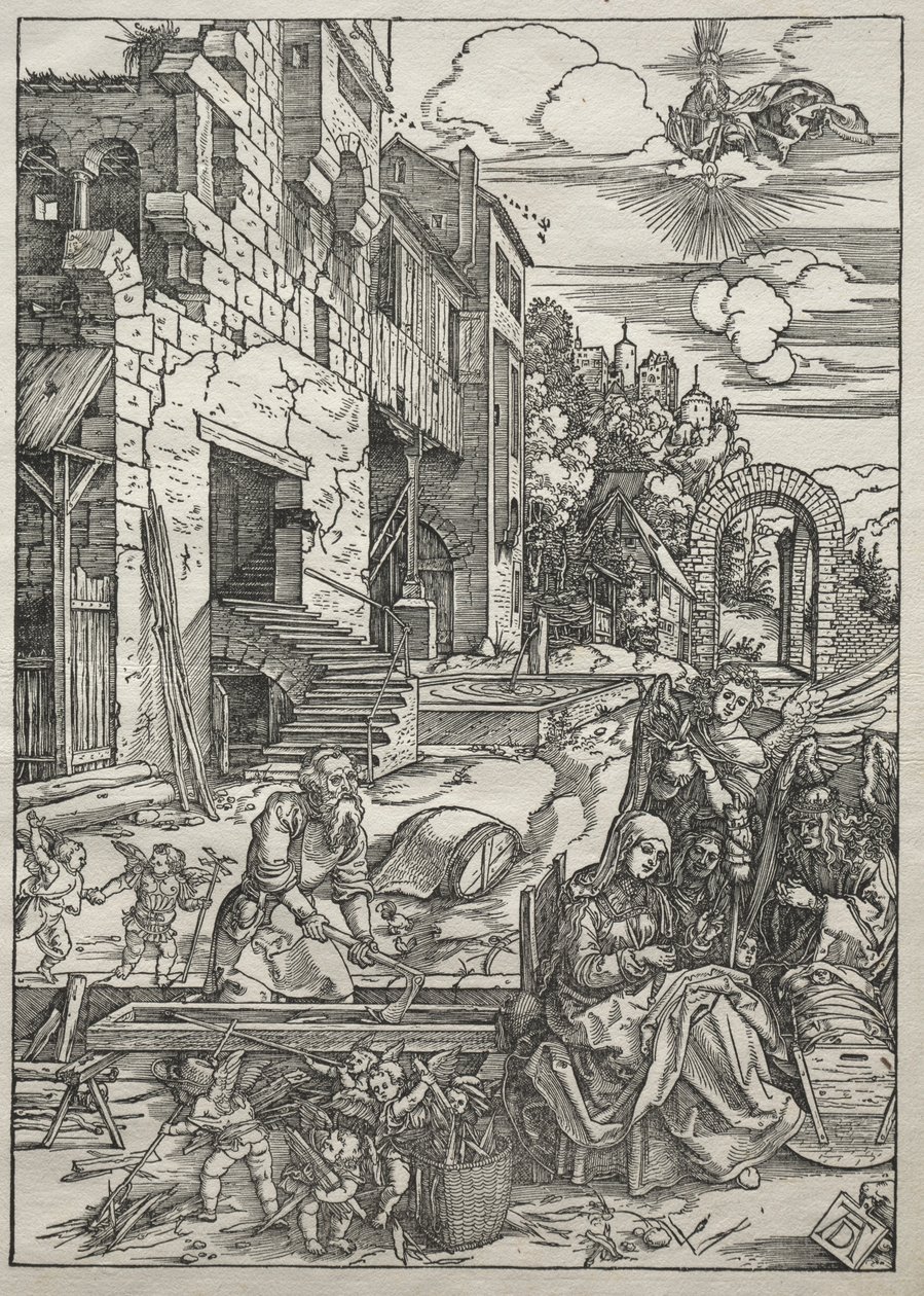 Vida da Virgem: O Resto no Egito, 1504-1505. de Albrecht Dürer