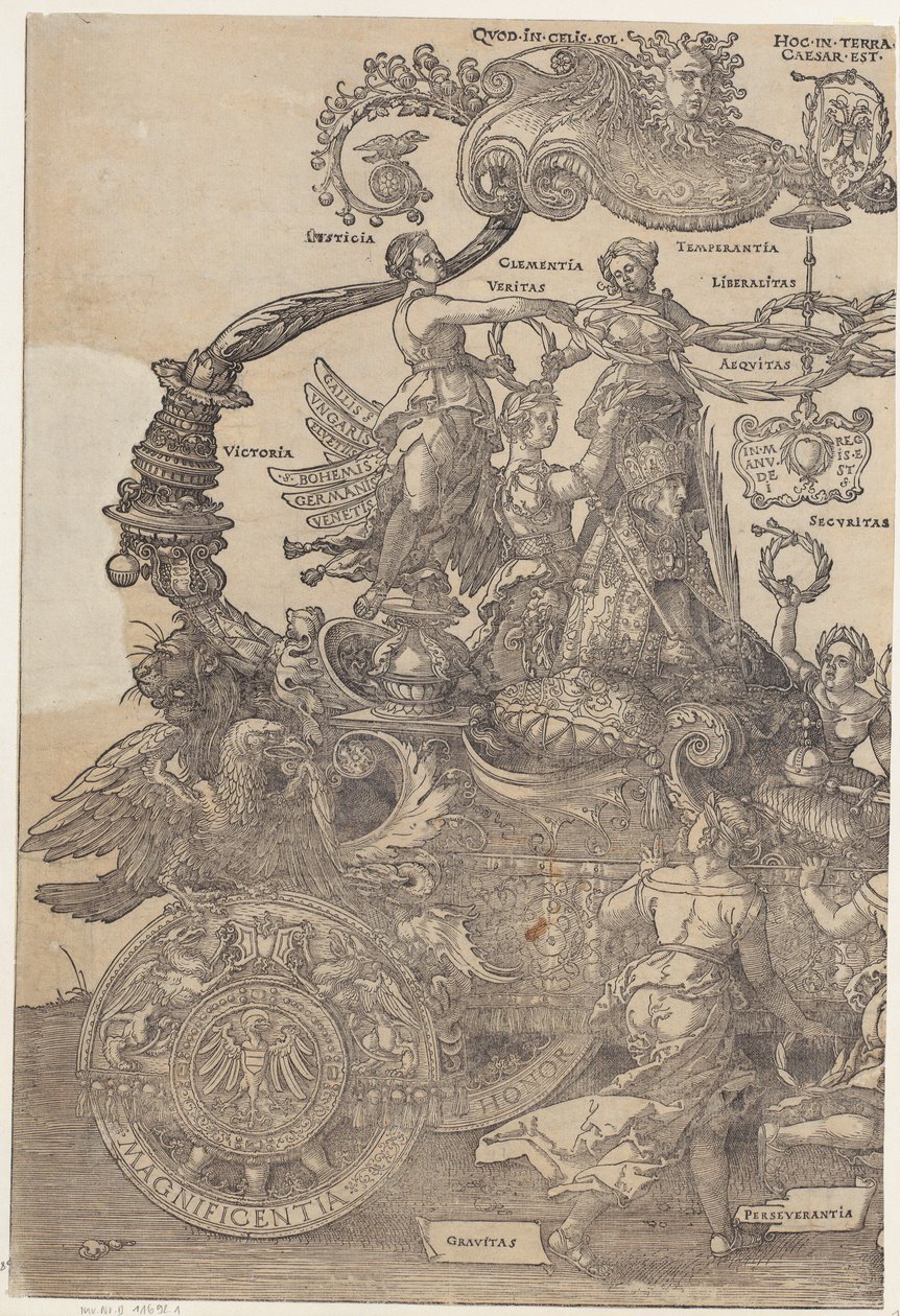Metade esquerda do carro, prancha 1 da série «O grande carro triunfal» de Albrecht Dürer
