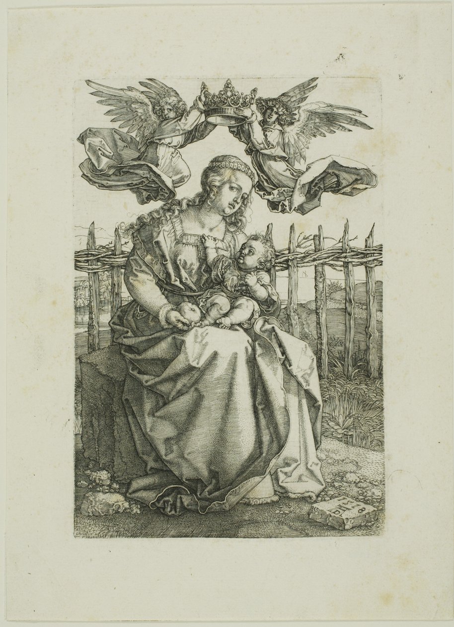 Madonna coroada por dois anjos de Albrecht Dürer