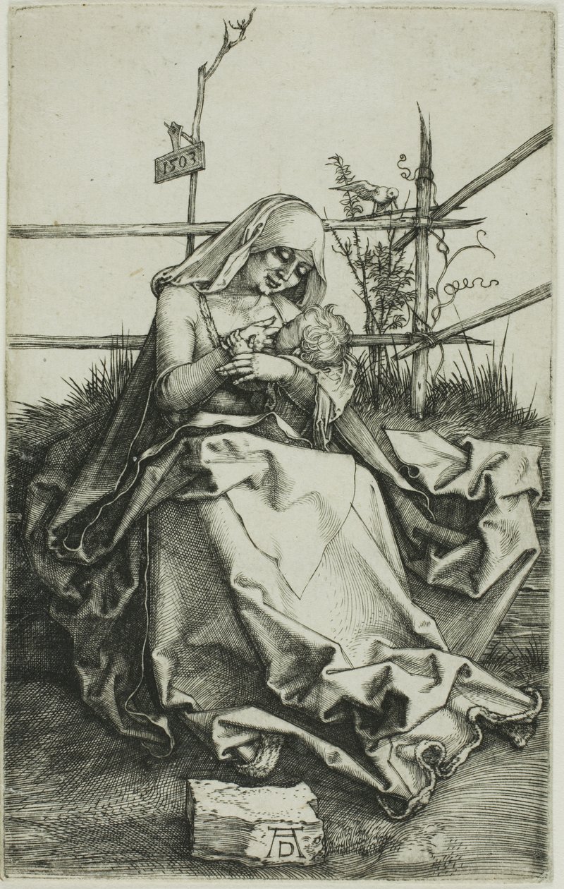 Madonna em um banco gramado de Albrecht Dürer