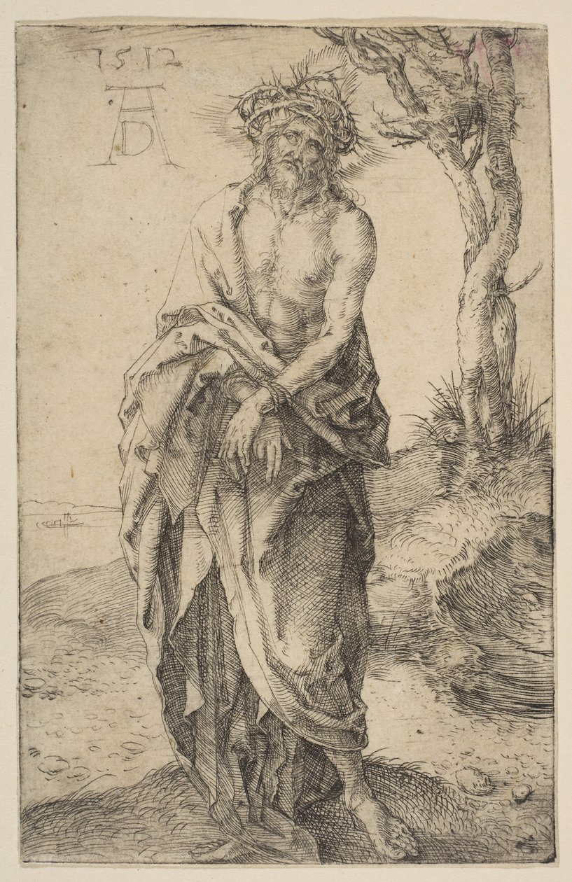 Homem de dores com as mãos amarradas, 1512. de Albrecht Dürer