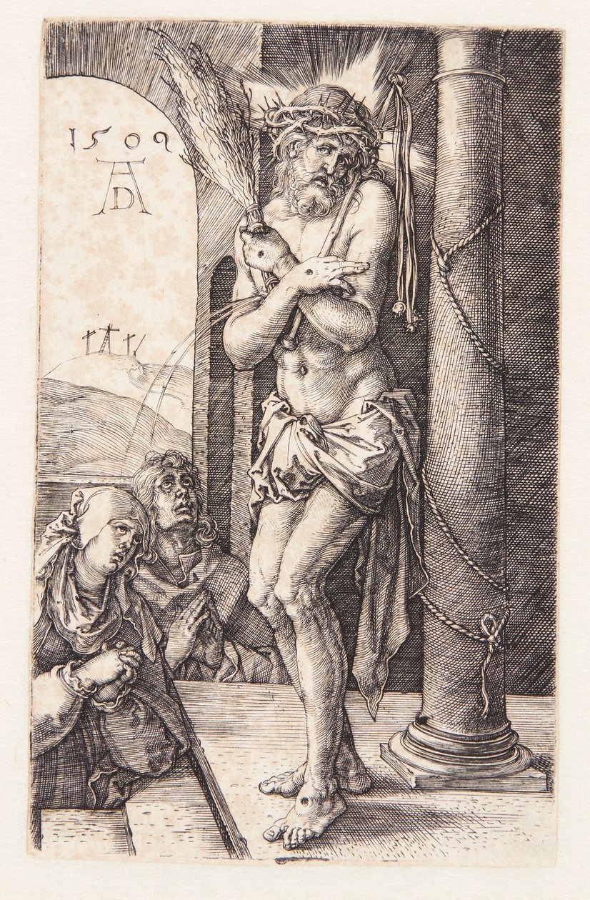 Homem das Dores junto à coluna de Albrecht Dürer