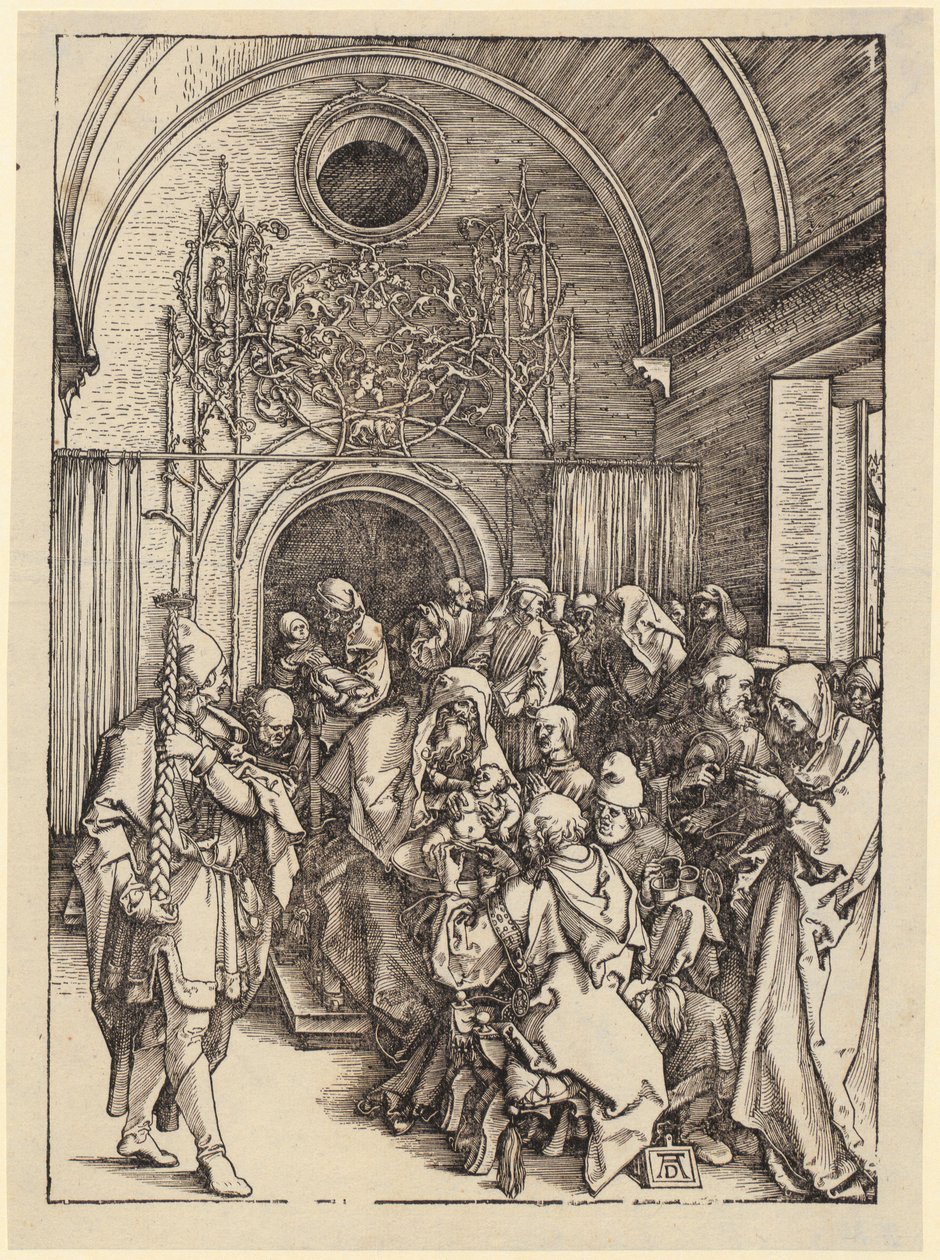 Maria sobre a lua crescente, prancha 1 da série «A Vida da Virgem» de Albrecht Dürer