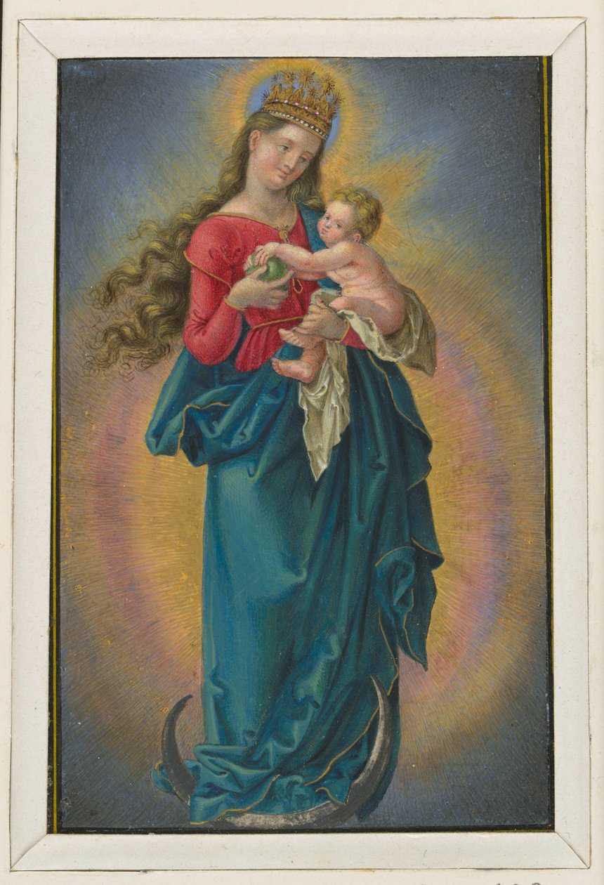 Maria sobre a lua crescente com coroa de estrelas de Albrecht Dürer
