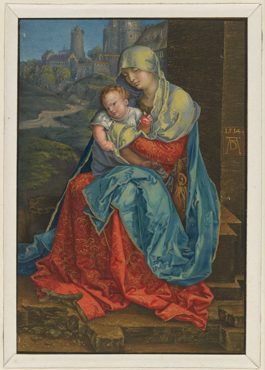 Maria sentada com o Menino diante de um muro de Albrecht Dürer