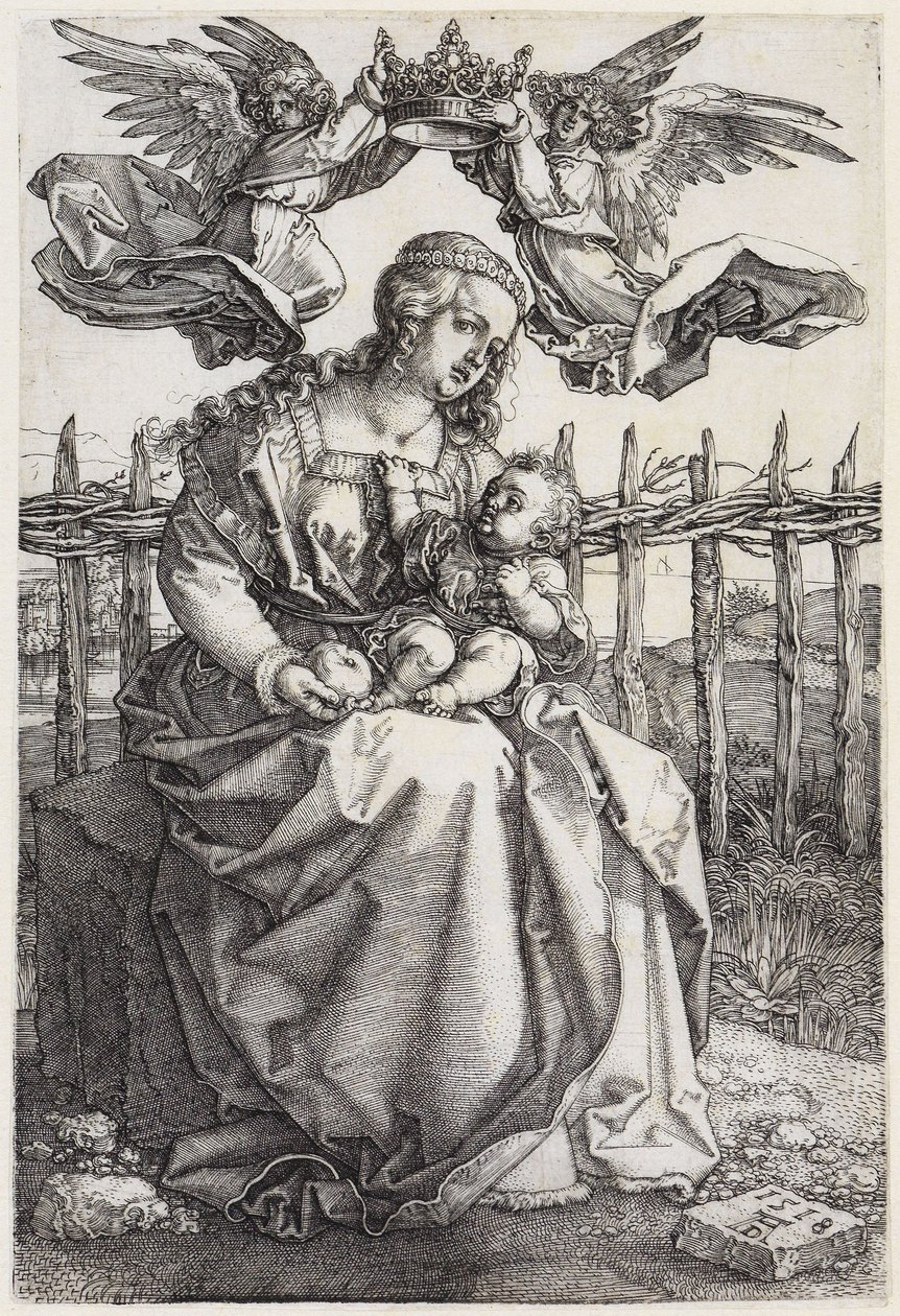 Maria com o Menino, coroada por dois anjos de Albrecht Dürer