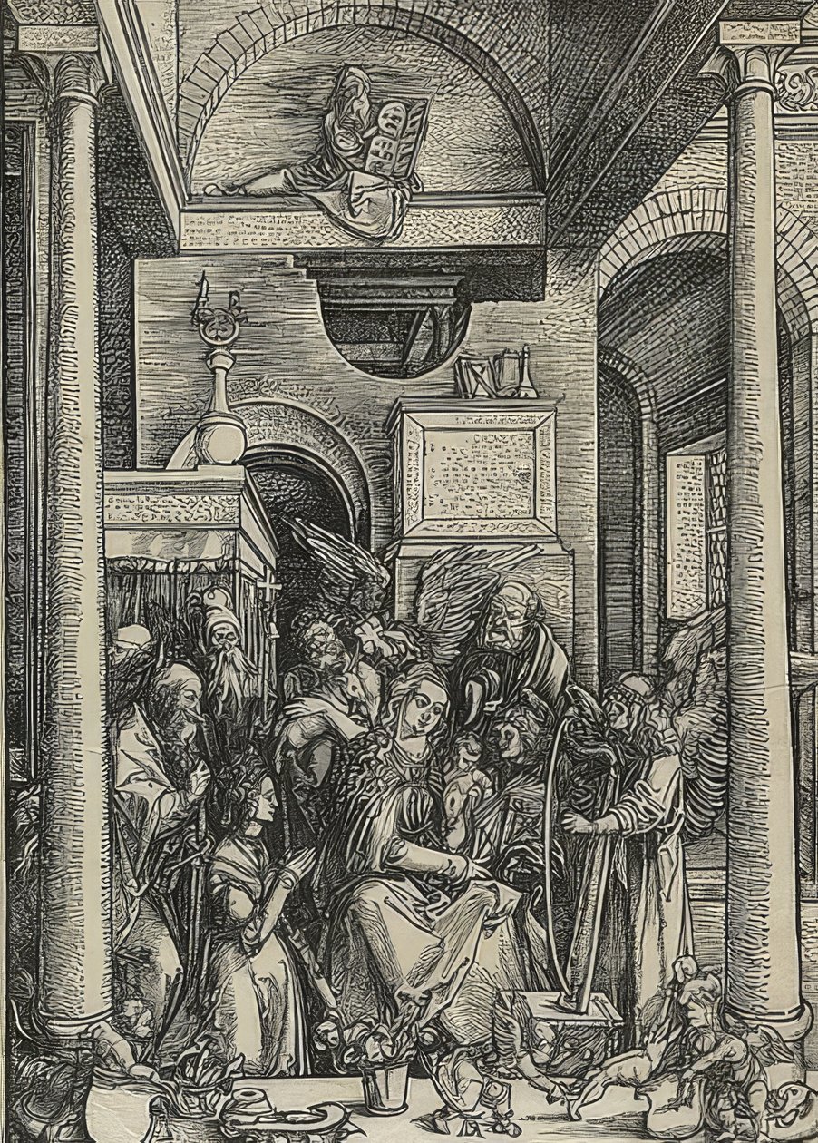 A vida de Maria: a veneração de Maria. 1502 de Albrecht Dürer
