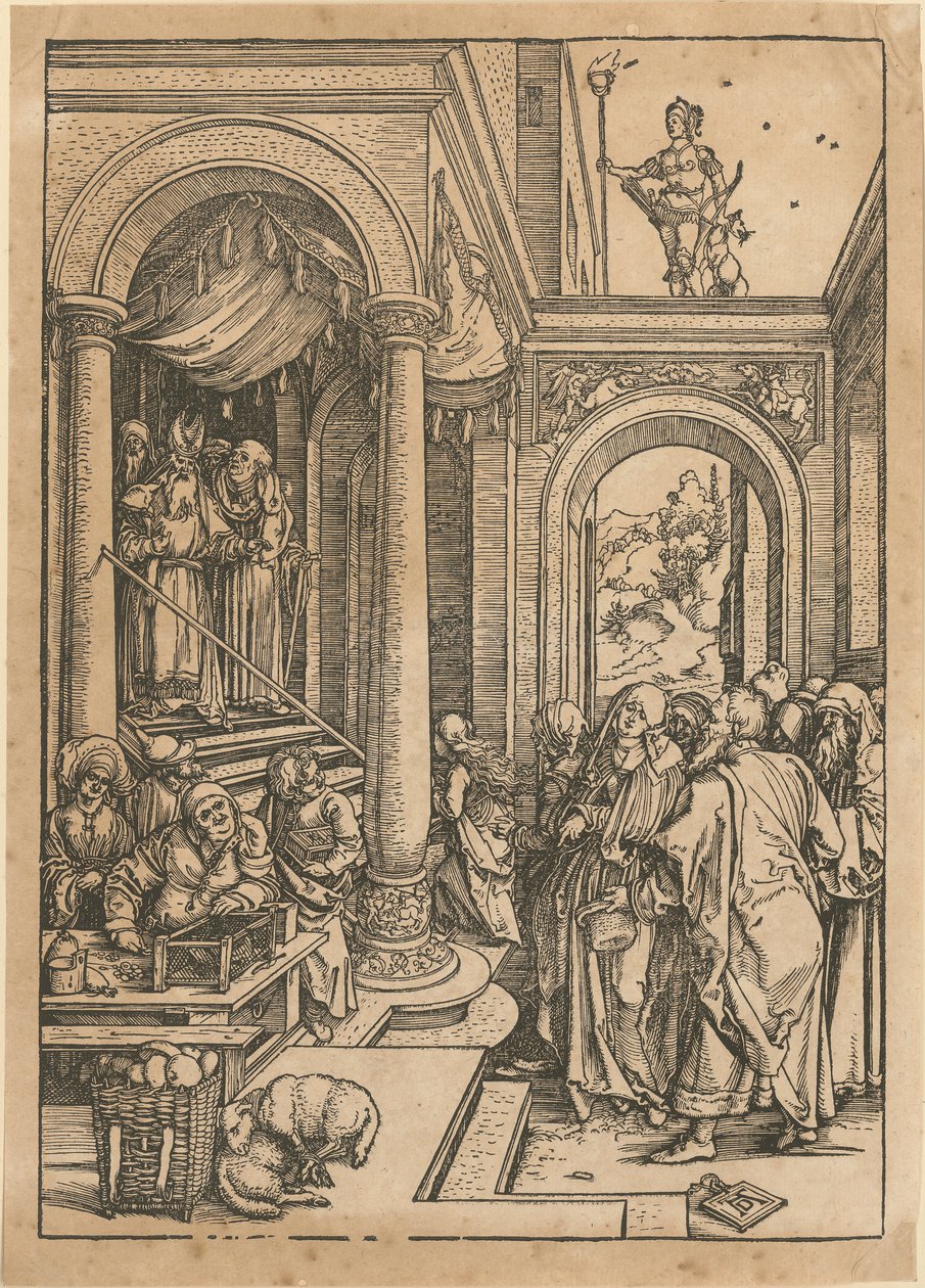 A Visita de Maria ao Templo, folha 6 da série «A Vida de Maria» de Albrecht Dürer