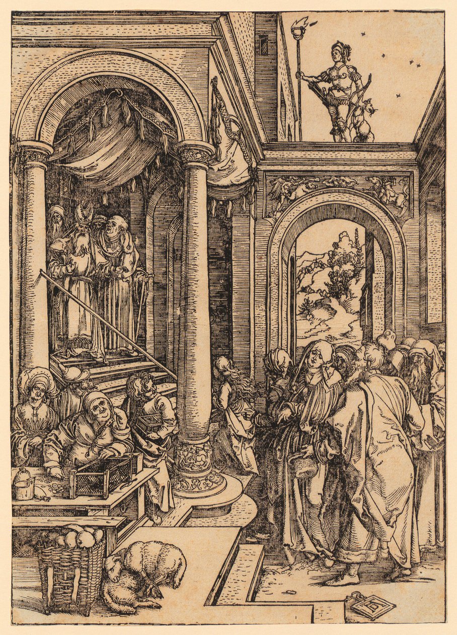 A Visita de Maria ao Templo, folha 6 da série «A Vida de Maria» de Albrecht Dürer