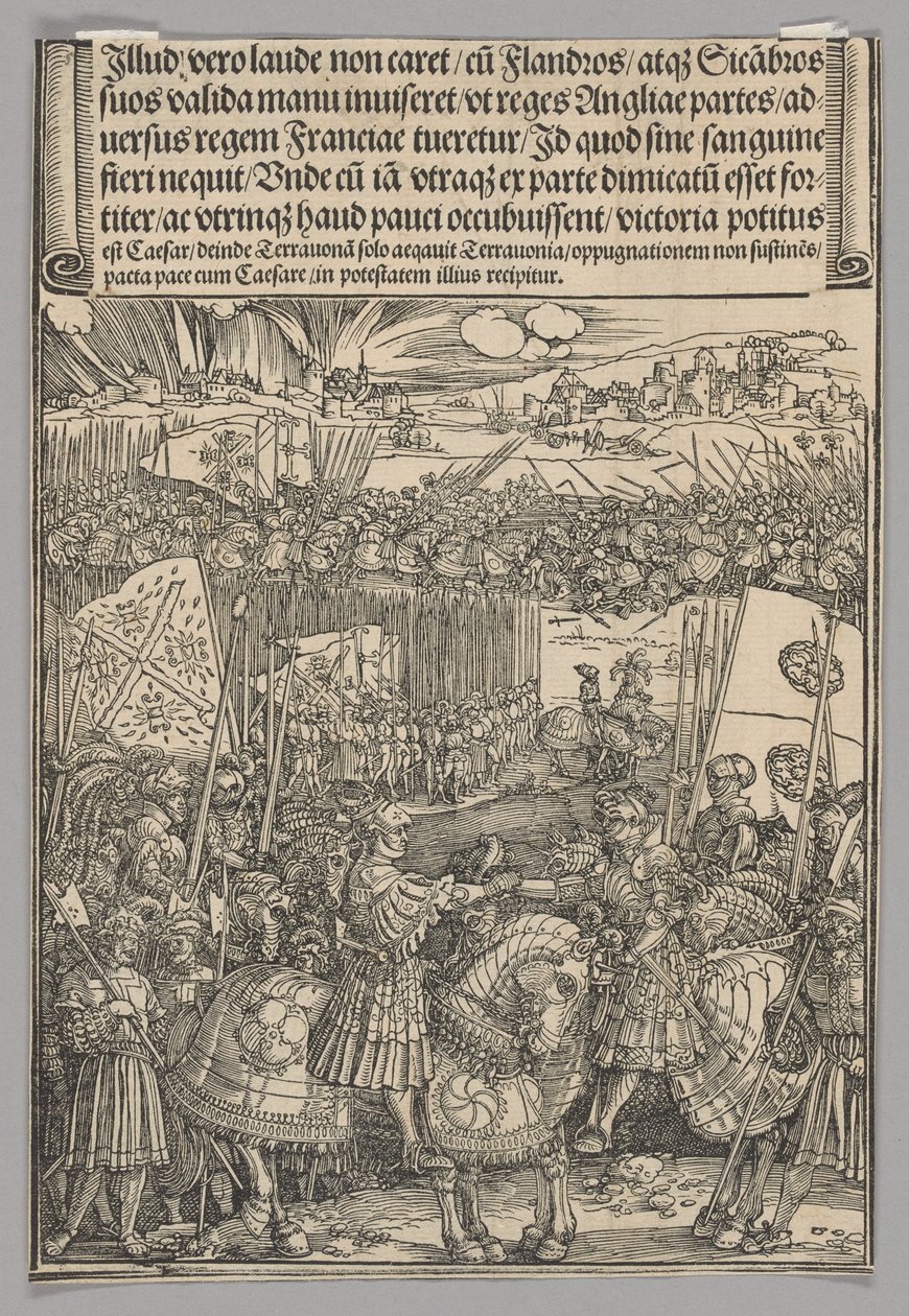 Maximiliano e Henrique VIII da Inglaterra, placa 22 de Cenas Históricas da Vida do Imperador Maximiliano I do Arco do Triunfo de Albrecht Dürer