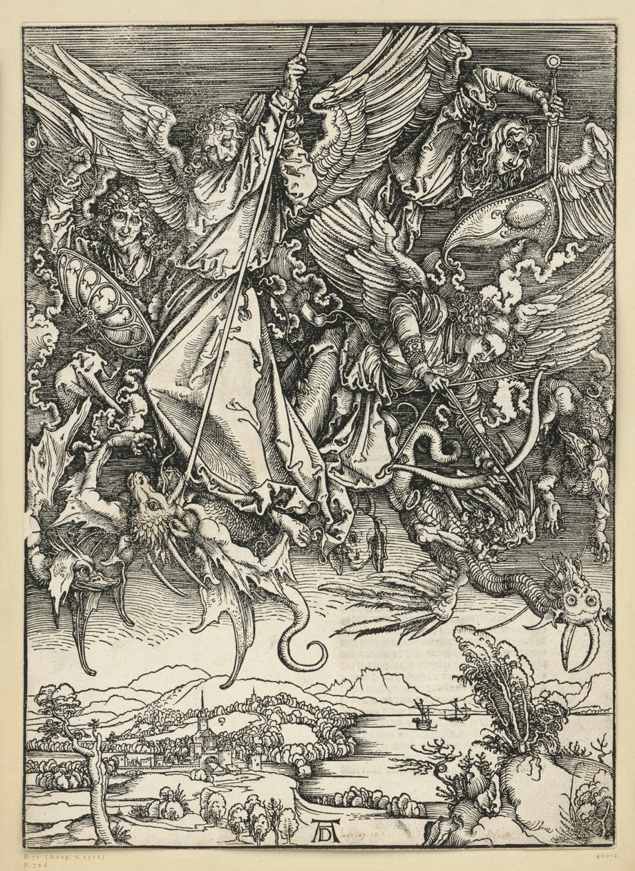 A luta de Miguel com o dragão (Apocalipse) de Albrecht Dürer