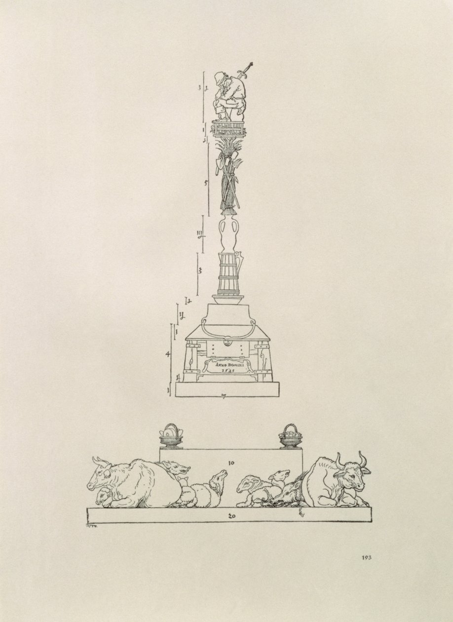 Monumento comemorativo da vitória sobre os camponeses, do &39;Manual de Medição&39;, pub. 1525 de Albrecht Dürer