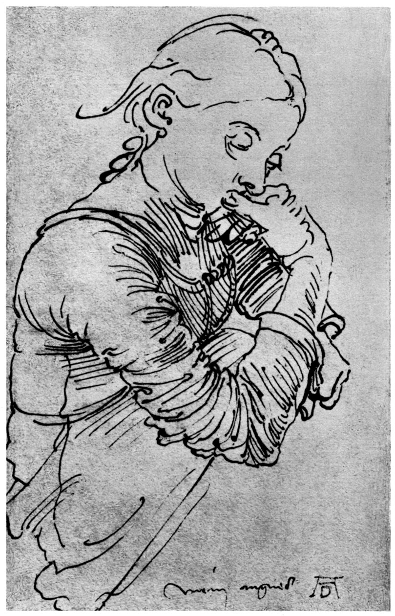 Minha esposa Agnes, Durers, retratada como menina, 1495, 1936 de Albrecht Dürer