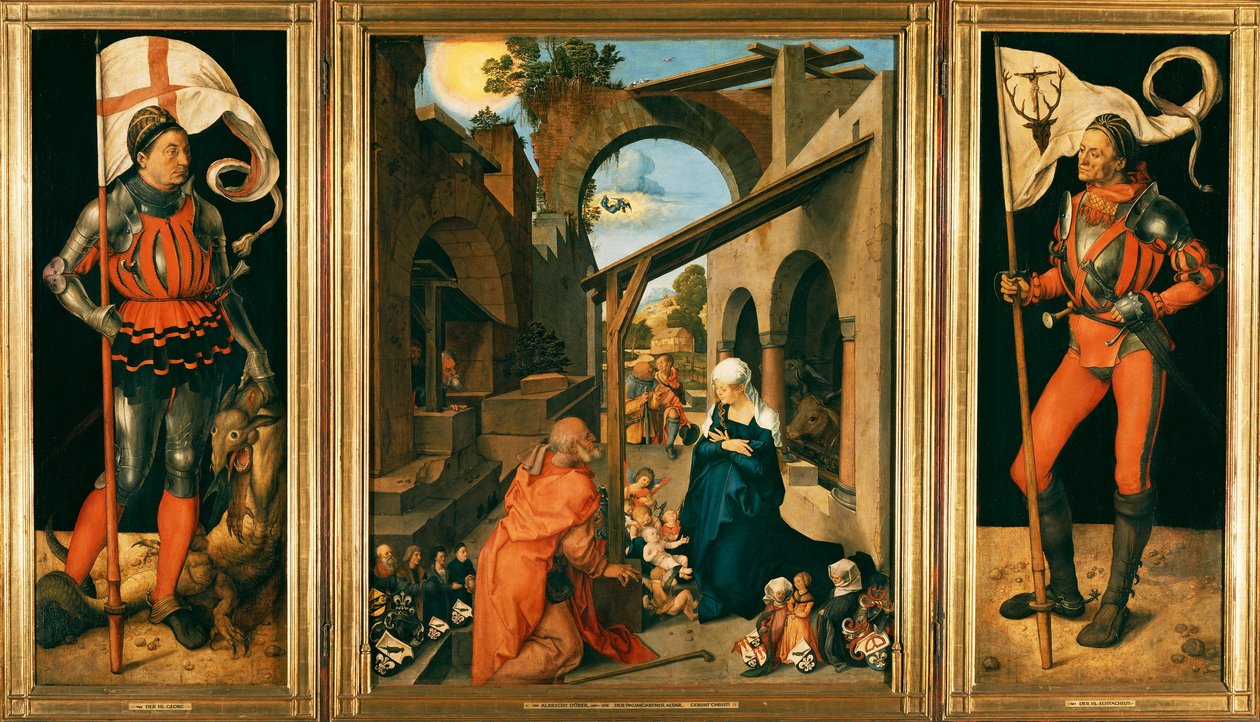 Retábulo Paumgartner: Lukas Paumgartner como Santo Eustáquio de Albrecht Dürer