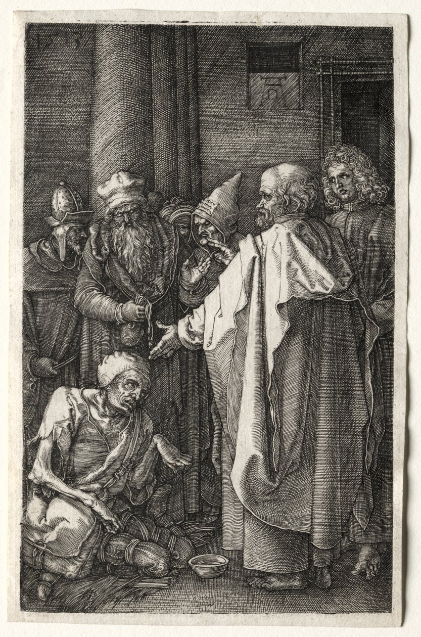 Pedro e João Curando o Aleijado no Portão do Templo, 1512. de Albrecht Dürer