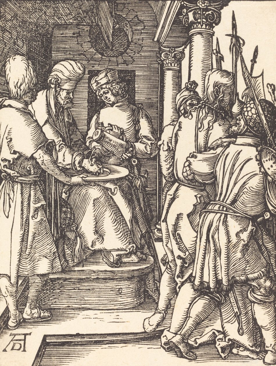 Pilatos lavando as mãos, provavelmente c. 15091510. de Albrecht Dürer