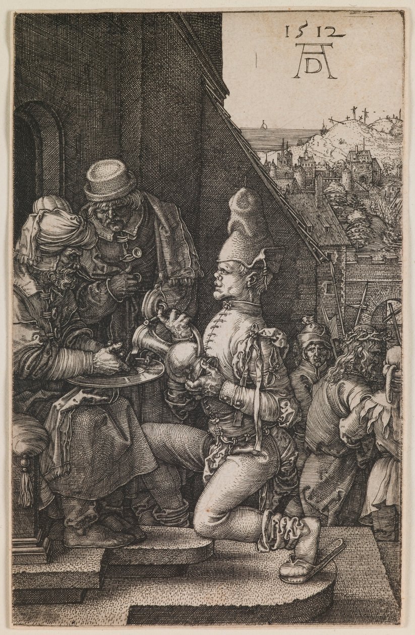 Pilate Washing his Hands, da série "The Little Passion" (A Pequena Paixão) de Albrecht Dürer