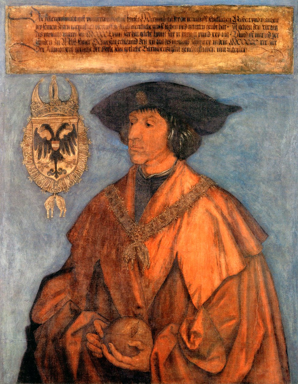 Retrato do imperador Maximiliano I 1459-1519, c. 1512 de Albrecht Dürer