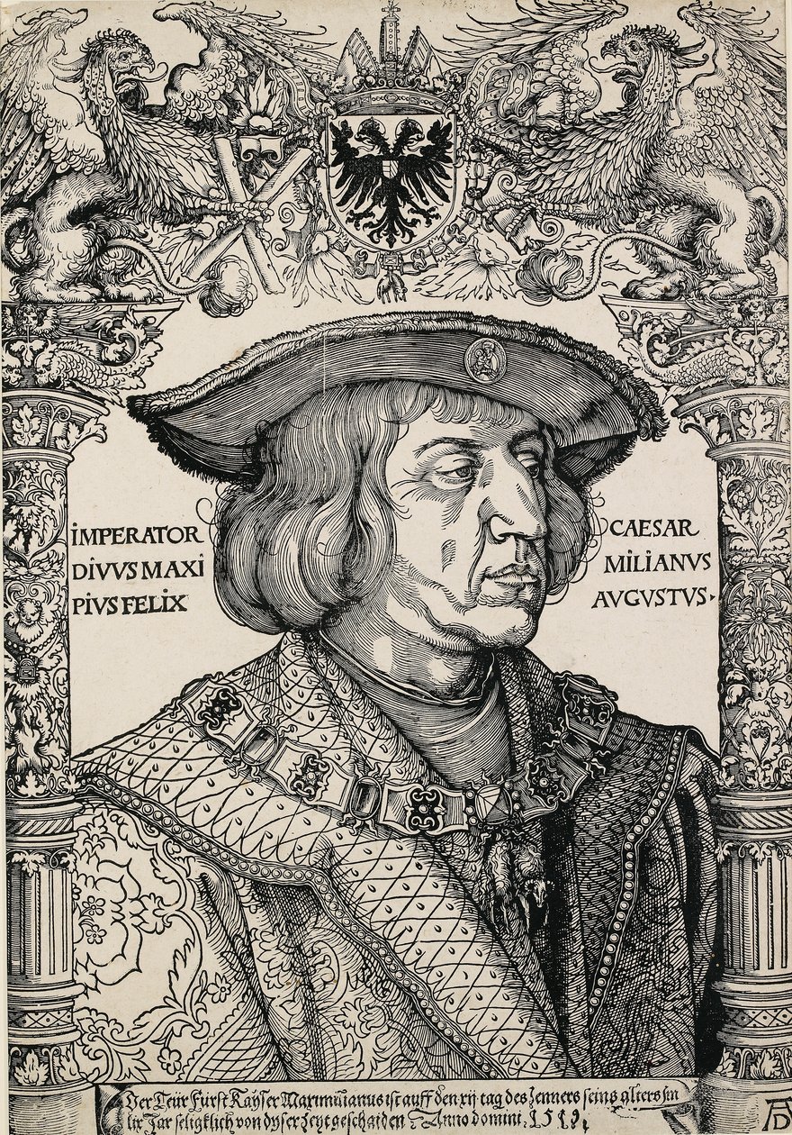 Retrato do imperador Maximiliano I, c1519 de Albrecht Dürer