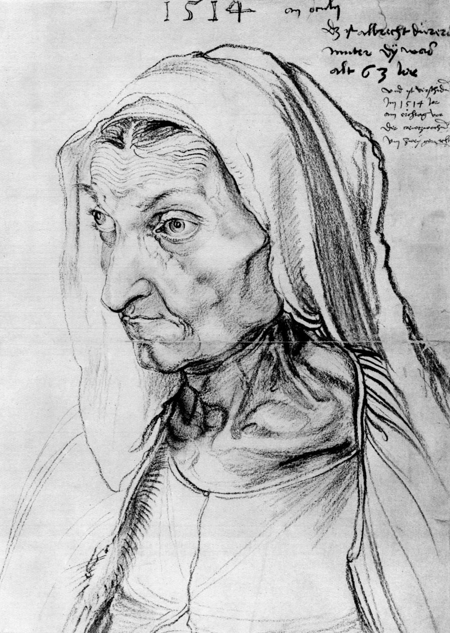 Retrato da mãe dos artistas, 1514, 1936 de Albrecht Dürer