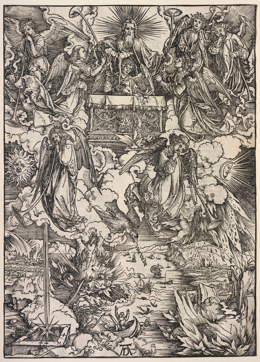 Revelação de São João: Sete Anjos com Trombetas de Albrecht Dürer