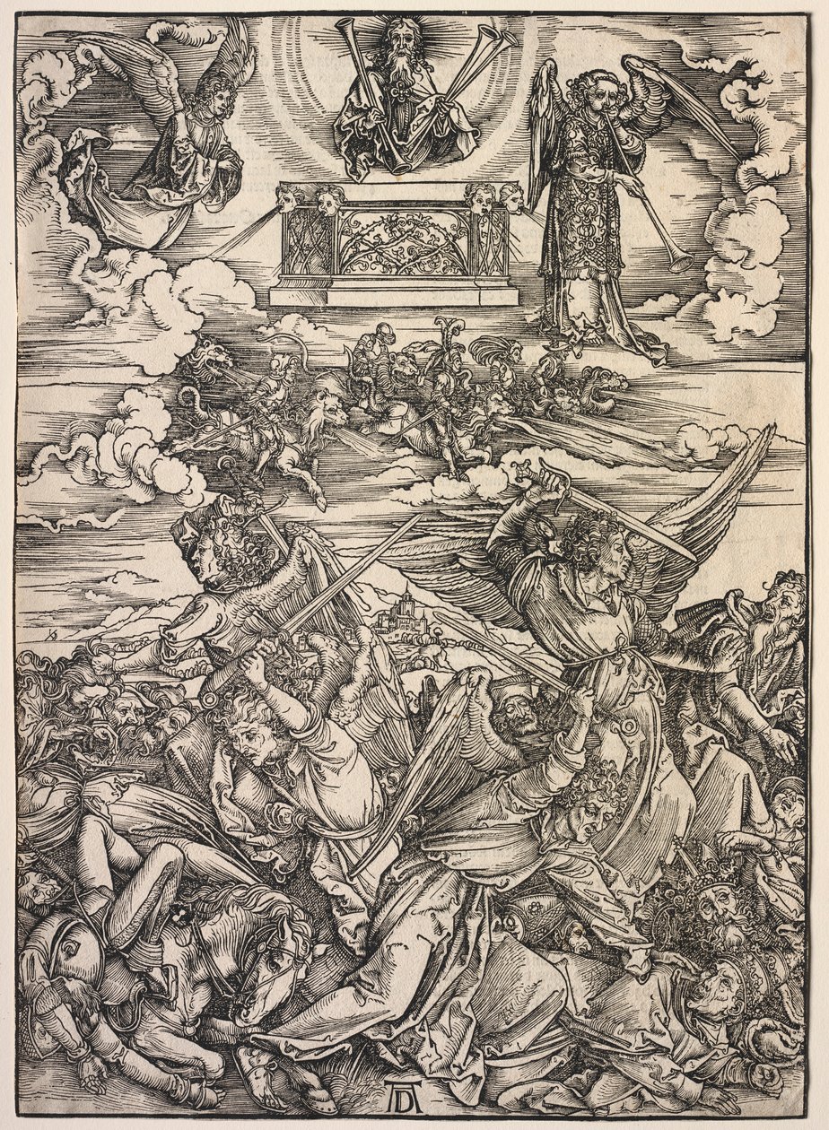 Revelação de São João: os quatro anjos destruidores, 1511. de Albrecht Dürer