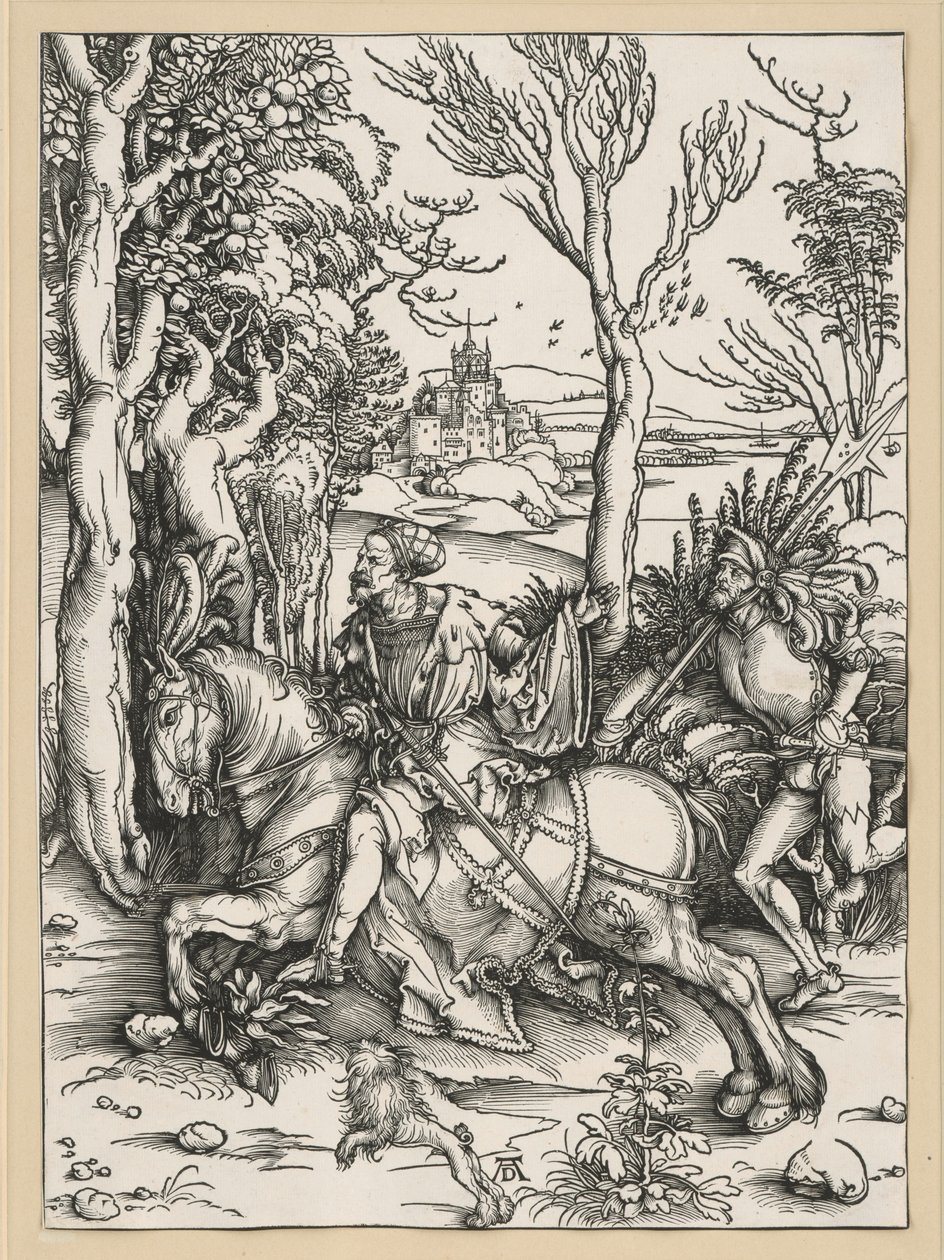 Cavaleiro a cavalo e lansquenete de Albrecht Dürer